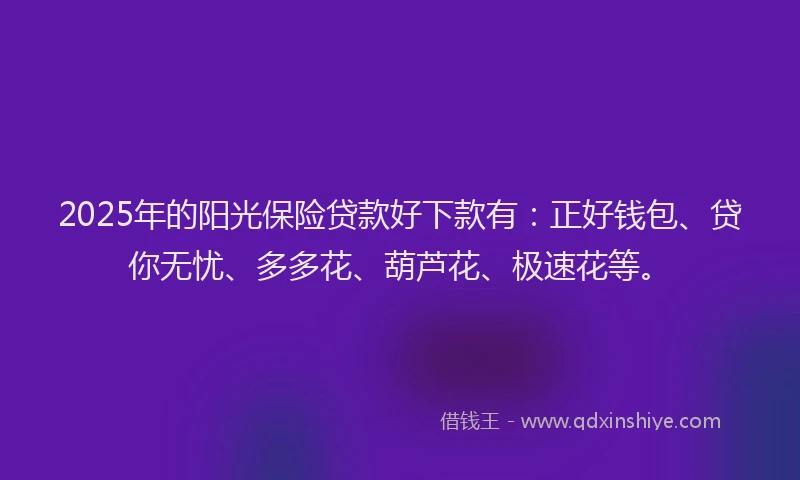 2025年的阳光保险贷款好下款有：正好钱包、贷你无忧、多多花、葫芦花、极速花等。