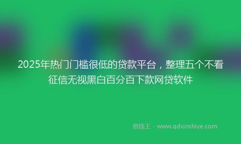2025年热门门槛很低的贷款平台,整理五个不看征信无视黑白百分百下款网贷软件