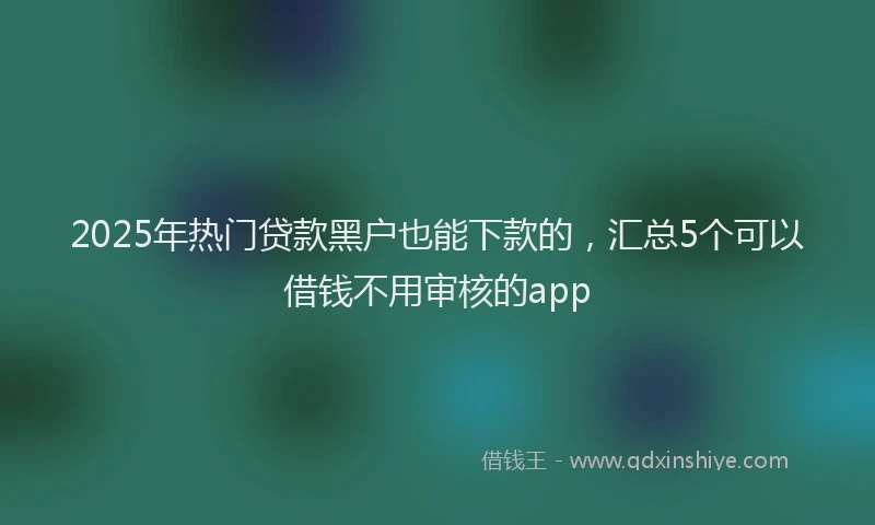2025年热门贷款黑户也能下款的,汇总5个可以借钱不用审核的app