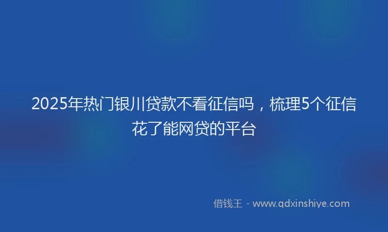 2025年热门银川贷款不看征信吗,梳理5个征信花了能网贷的平台