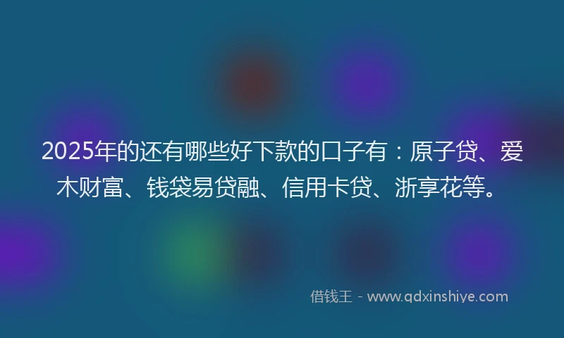 2025年的还有哪些好下款的口子有：原子贷、爱木财富、钱袋易贷融、信用卡贷、浙享花等。