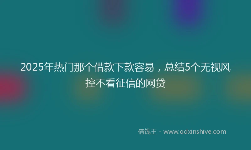 2025年热门那个借款下款容易,总结5个无视风控不看征信的网贷