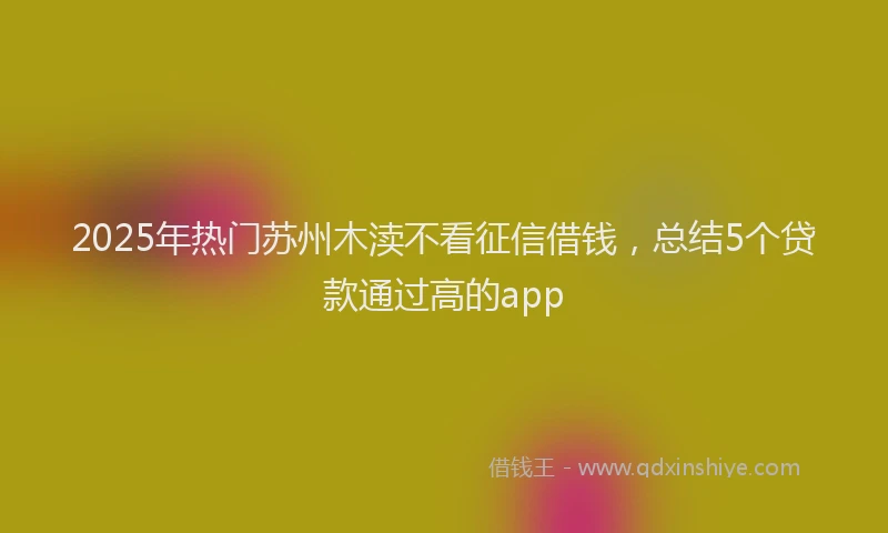 2025年热门苏州木渎不看征信借钱，总结5个贷款通过高的app