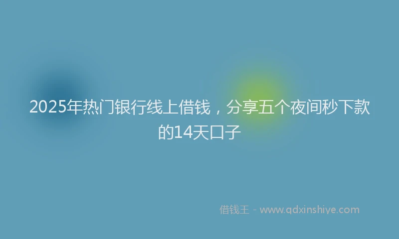 2025年热门银行线上借钱,分享五个夜间秒下款的14天口子