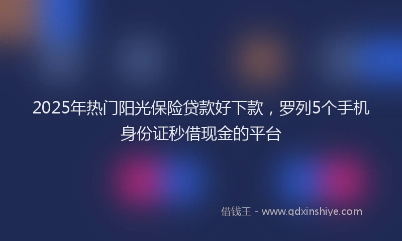 2025年热门阳光保险贷款好下款,罗列5个手机身份证秒借现金的平台