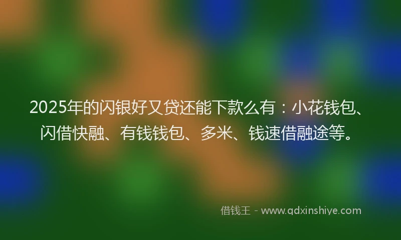 2025年的闪银好又贷还能下款么有:小花钱包、闪借快融、有钱钱包、多米、钱速借融途等。