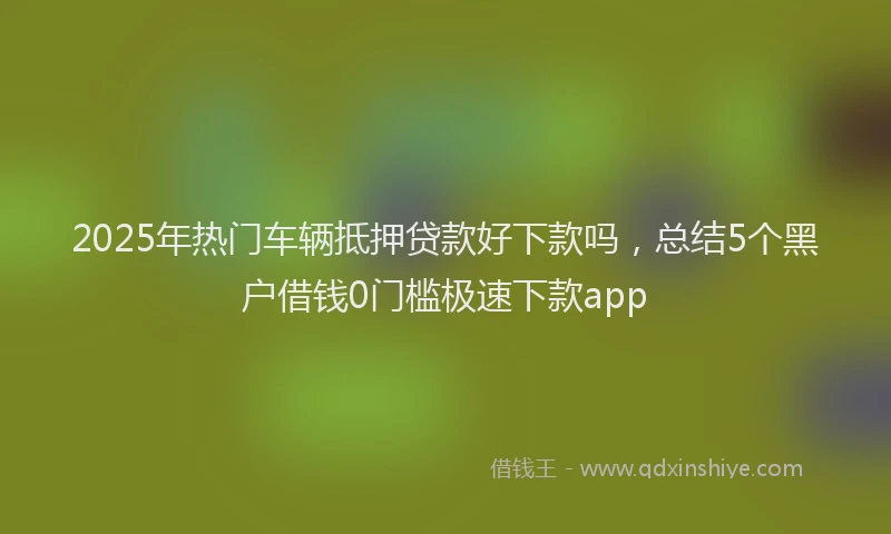 2025年热门车辆抵押贷款好下款吗,总结5个黑户借钱0门槛极速下款app