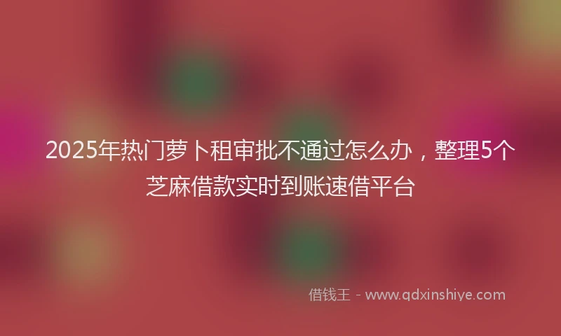 2025年热门萝卜租审批不通过怎么办,整理5个芝麻借款实时到账速借平台