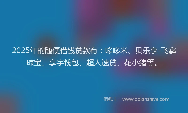 2025年的随便借钱贷款有：哆哆米、贝乐享-飞鑫琼宝、享宇钱包、超人速贷、花小猪等。