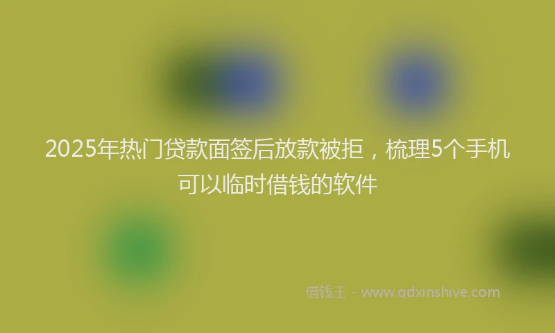 2025年热门贷款面签后放款被拒，梳理5个手机可以临时借钱的软件