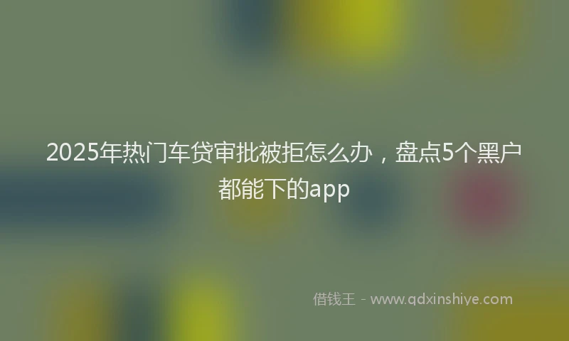 2025年热门车贷审批被拒怎么办,盘点5个黑户都能下的app