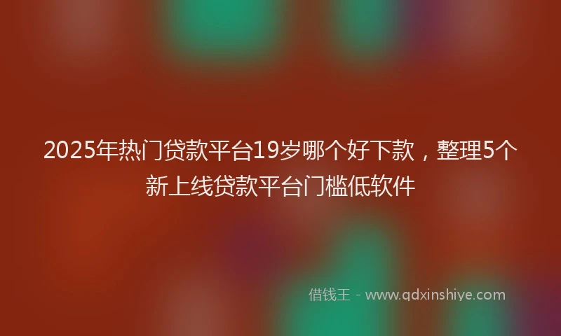 2025年热门贷款平台19岁哪个好下款,整理5个新上线贷款平台门槛低软件