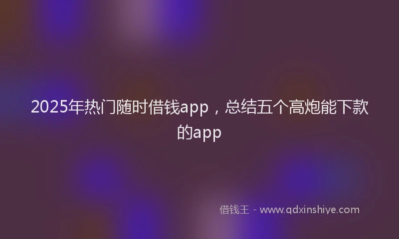 2025年热门随时借钱app，总结五个高炮能下款的app