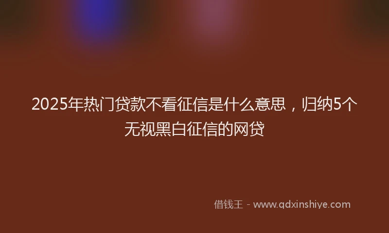 2025年热门贷款不看征信是什么意思,归纳5个无视黑白征信的网贷