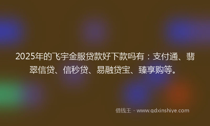 2025年的飞宇金服贷款好下款吗有：支付通、翡翠信贷、信秒贷、易融贷宝、臻享购等。