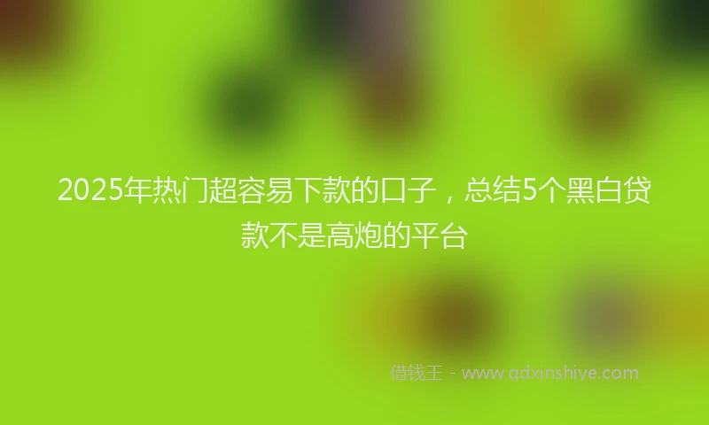 2025年热门超容易下款的口子,总结5个黑白贷款不是高炮的平台