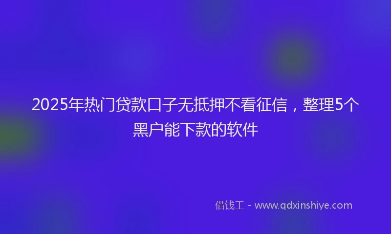 2025年热门贷款口子无抵押不看征信,整理5个黑户能下款的软件