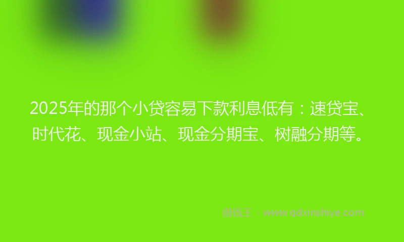 2025年的那个小贷容易下款利息低有：速贷宝、时代花、现金小站、现金分期宝、树融分期等。