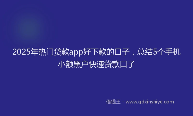 2025年热门贷款app好下款的口子，总结5个手机小额黑户快速贷款口子