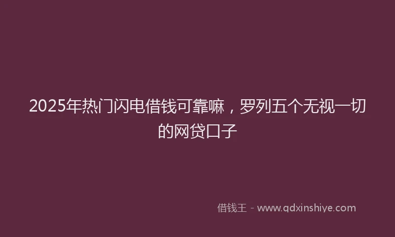 2025年热门闪电借钱可靠嘛,罗列五个无视一切的网贷口子