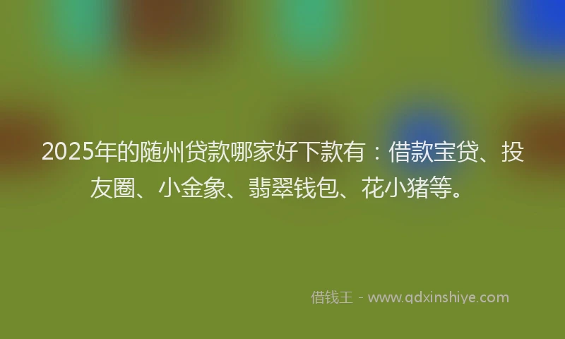 2025年的随州贷款哪家好下款有：借款宝贷、投友圈、小金象、翡翠钱包、花小猪等。