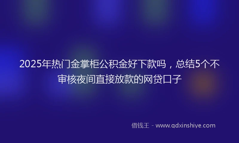 2025年热门金掌柜公积金好下款吗，总结5个不审核夜间直接放款的网贷口子