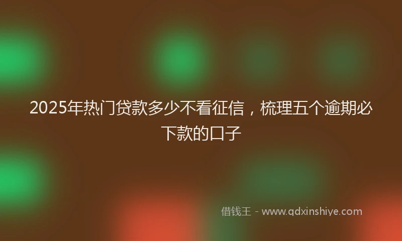 2025年热门贷款多少不看征信,梳理五个逾期必下款的口子