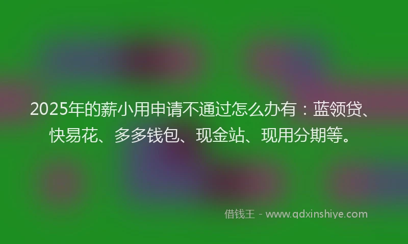 2025年的薪小用申请不通过怎么办有：蓝领贷、快易花、多多钱包、现金站、现用分期等。