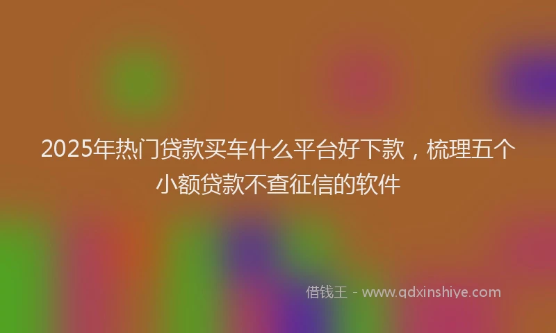 2025年热门贷款买车什么平台好下款,梳理五个小额贷款不查征信的软件