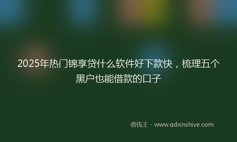 2025年热门锦享贷什么软件好下款快，梳理五个黑户也能借款的口子