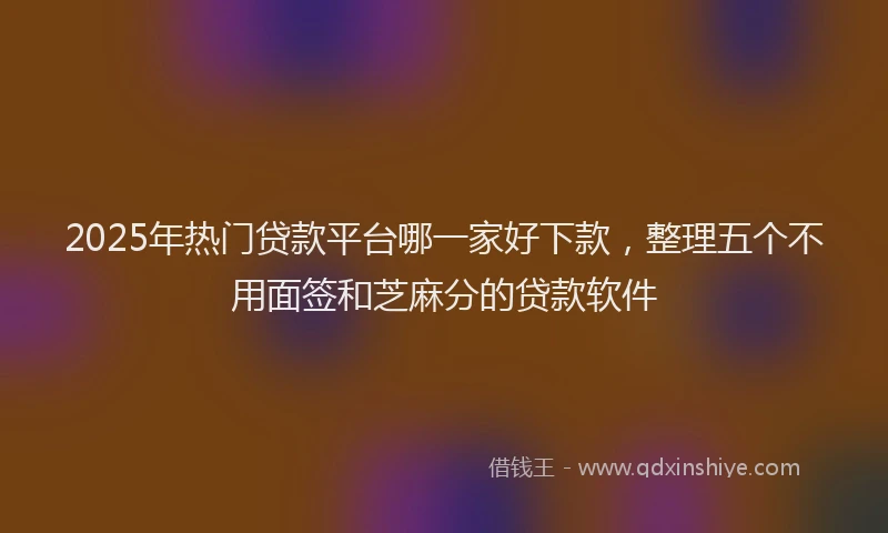 2025年热门贷款平台哪一家好下款,整理五个不用面签和芝麻分的贷款软件