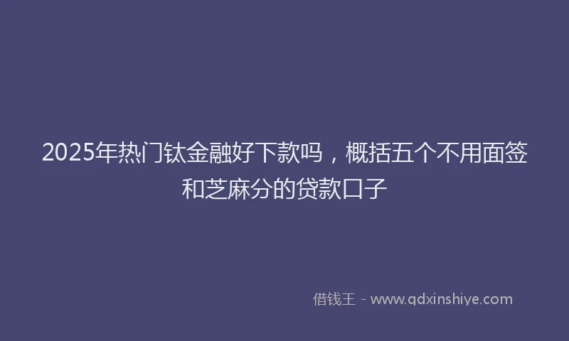2025年热门钛金融好下款吗,概括五个不用面签和芝麻分的贷款口子