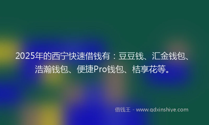 2025年的西宁快速借钱有：豆豆钱、汇金钱包、浩瀚钱包、便捷Pro钱包、桔享花等。
