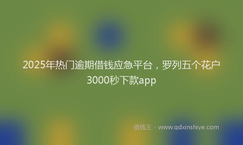 2025年热门逾期借钱应急平台,罗列五个花户3000秒下款app