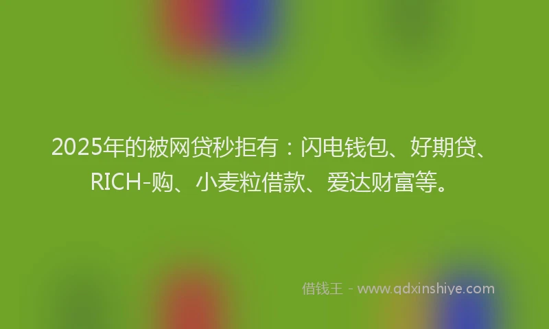2025年的被网贷秒拒有:闪电钱包、好期贷、RICH-购、小麦粒借款、爱达财富等。