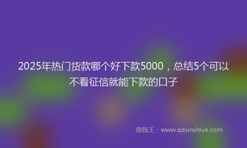 2025年热门货款哪个好下款5000，总结5个可以不看征信就能下款的口子