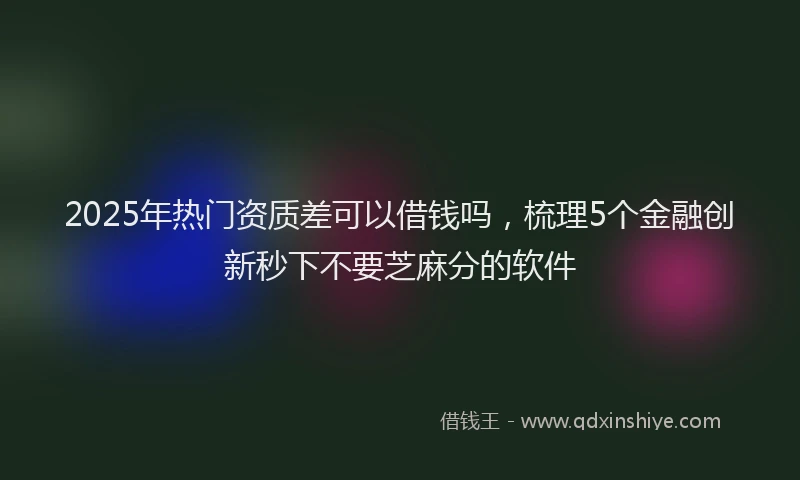 2025年热门资质差可以借钱吗，梳理5个金融创新秒下不要芝麻分的软件