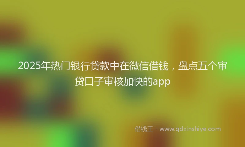 2025年热门银行贷款中在微信借钱，盘点五个审贷口子审核加快的app