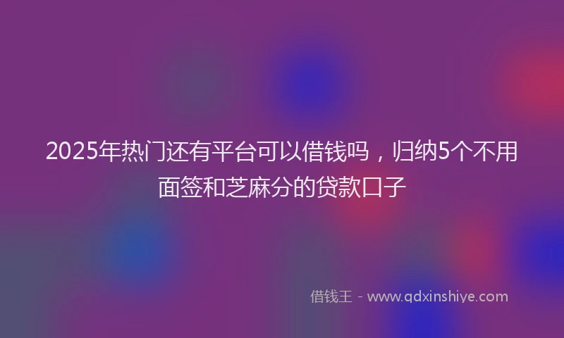 2025年热门还有平台可以借钱吗,归纳5个不用面签和芝麻分的贷款口子