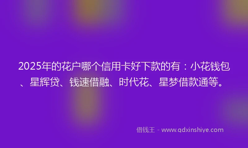 2025年的花户哪个信用卡好下款的有：小花钱包、星辉贷、钱速借融、时代花、星梦借款通等。
