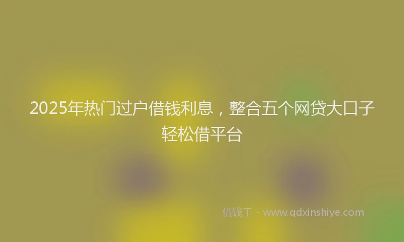 2025年热门过户借钱利息,整合五个网贷大口子轻松借平台