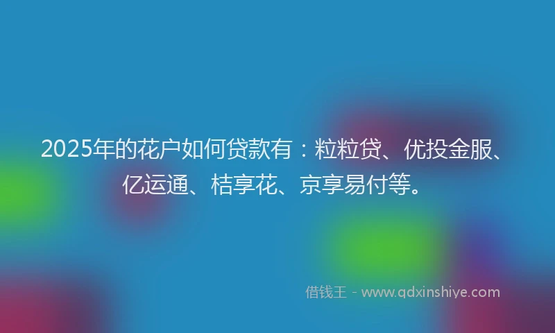 2025年的花户如何贷款有：粒粒贷、优投金服、亿运通、桔享花、京享易付等。