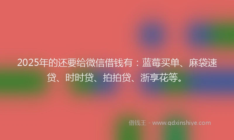 2025年的还要给微信借钱有：蓝莓买单、麻袋速贷、时时贷、拍拍贷、浙享花等。