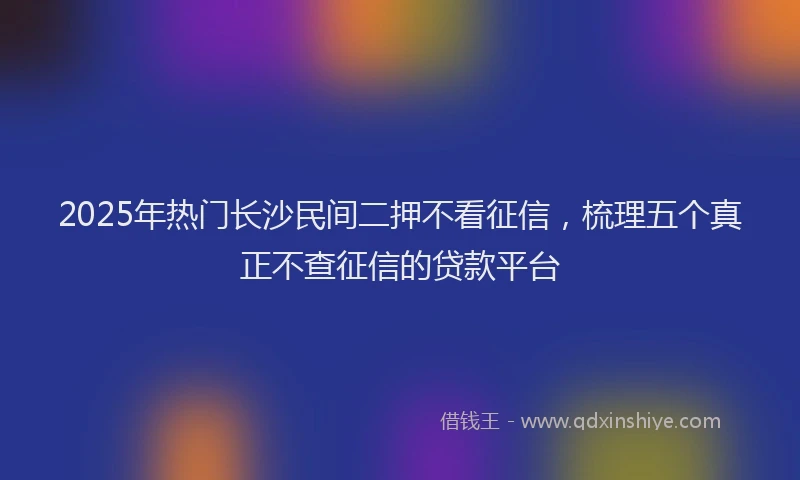 2025年热门长沙民间二押不看征信，梳理五个真正不查征信的贷款平台