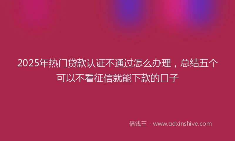 2025年热门贷款认证不通过怎么办理,总结五个可以不看征信就能下款的口子