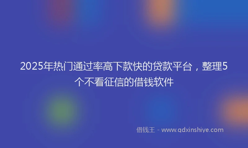 2025年热门通过率高下款快的贷款平台,整理5个不看征信的借钱软件