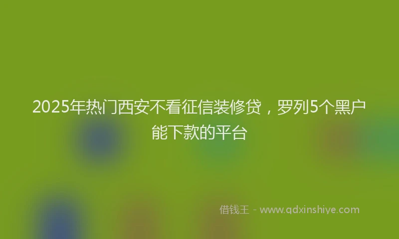 2025年热门西安不看征信装修贷，罗列5个黑户能下款的平台