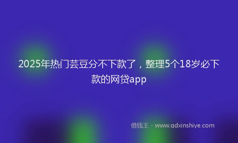 2025年热门芸豆分不下款了,整理5个18岁必下款的网贷app