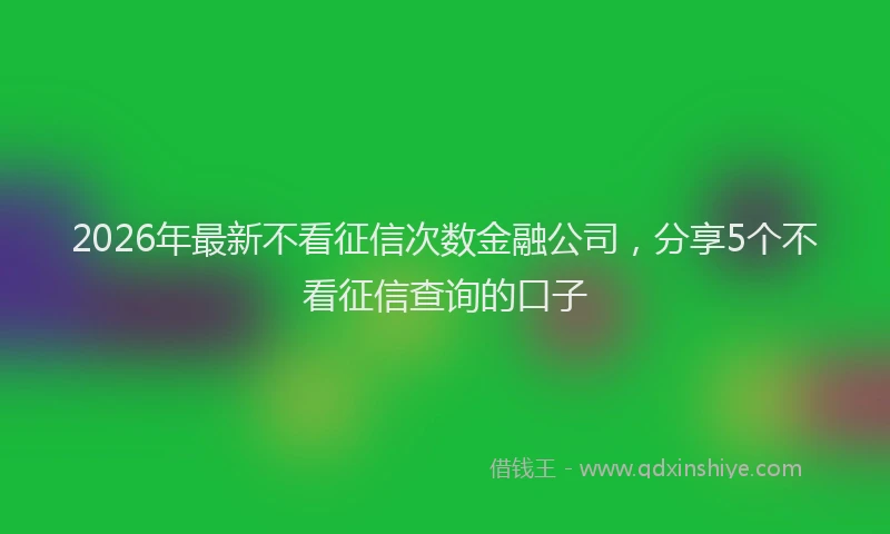 2026年最新不看征信次数金融公司,分享5个不看征信查询的口子