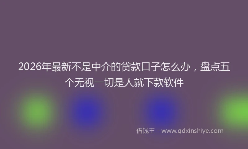 2026年最新不是中介的贷款口子怎么办，盘点五个无视一切是人就下款软件